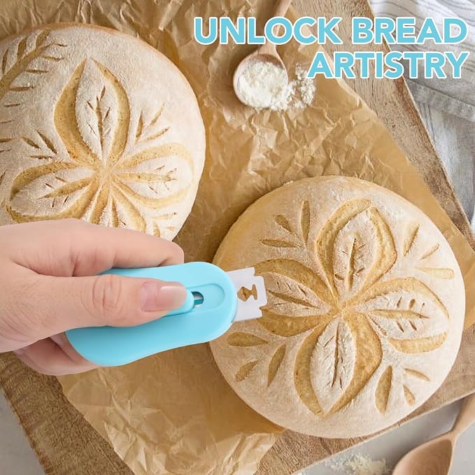 SUMAJU Bread Lame with Extractable Blade - 20 Razor Blades,Dough Scoring Tool for Sourdough Breads baking & Bread Making Tools-Blue