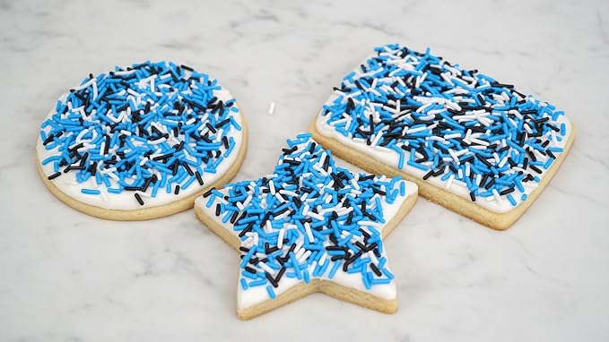 NCS Black, Blue & White Jimmies Edible Sprinkles – Cupcake, Cake & Cookie Decorations, 7 oz