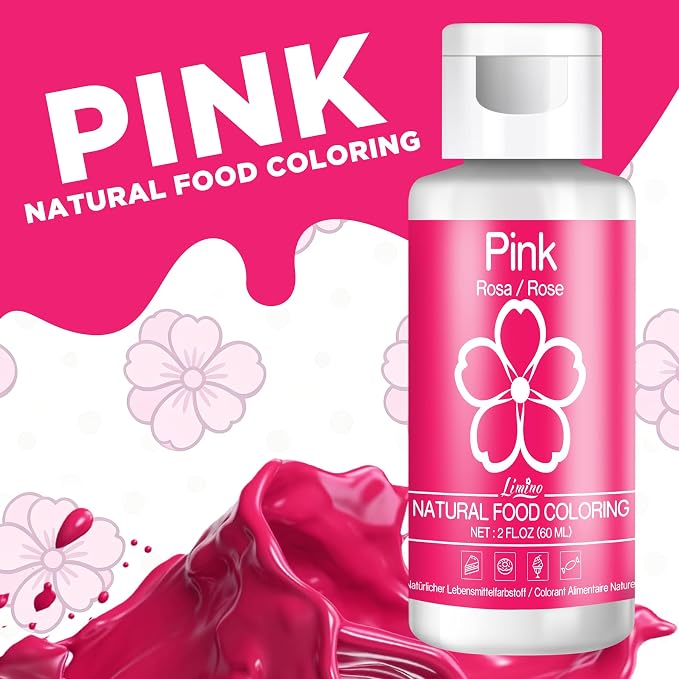 Natural Food Coloring - 2 fl.oz Plant-Based Liquid Food Coloring, Artificial Dye Free, All Nature Food Dye for Baking, Cake Decorating and Fondant, Organic Food Color for Icing, Frosting (Pink)