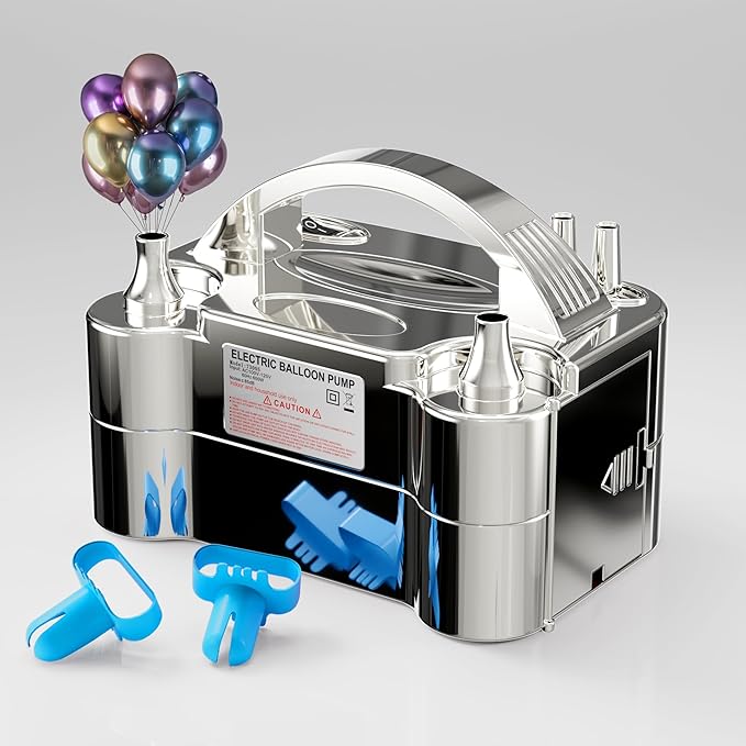Balloon Pump - Electric Dual Nozzle Air Pump for Balloon, Portable Balloon Blower Save Time and Effort, Balloon Inflator for Parties and Decorations - 110V-120V, 600W