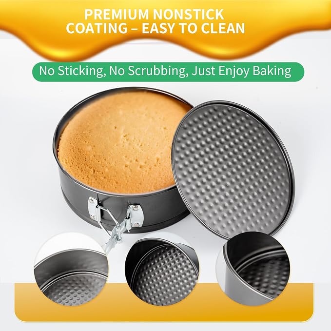 Springform Pan Set, 7 8 9 Inch Leakproof Cheesecake Pans | Premium nonstick carbon steel; Leak-resistant design; Ideal for cheesecake, mousse and layer cakes