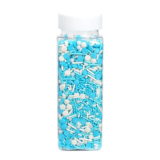 Blue and White Pearls & Sprinkles Mix 4.23 oz, Sprinkles For Cake Decorating, Baking, Ice Cream & More, The Hampton Candy Company