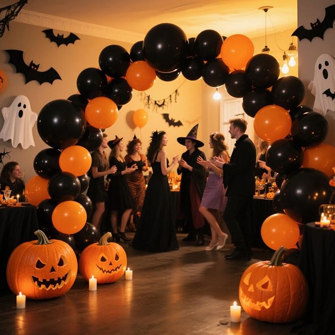 Black Balloon,145pcs Premium Black Latex Balloons Arch Kit Different Sizes 18 12 10 5 Inch,Balloon Garland Arch Kit for Graduation Anniversary Halloween Birthday Party Decoration