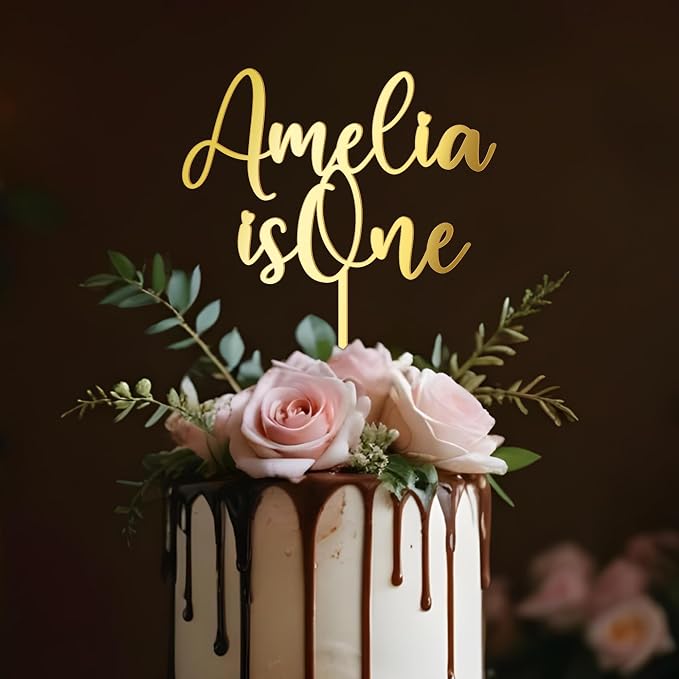 Customized Cake Topper Personalized Text Acrylic Cake Decoration for Birthdays Weddings, Baptisms, or any Occasion (Attena)