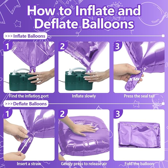 NISOCY 25PCS Purple and Light Purple Square Foil Balloons Wall Backdrop Double Sided Dark Purple and Purple Balloons Arch Kit for Birthday Anniversary Wedding Baby Bridal Shower Party Decorations