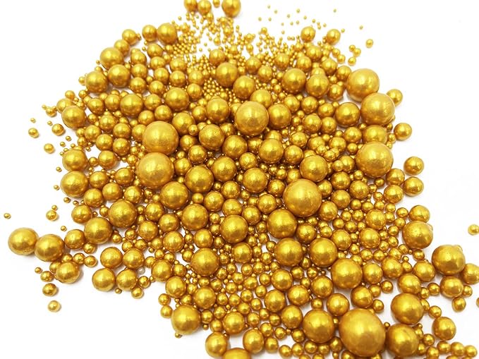 Edible Pearl Sugar Sprinkles Gold Candy 120g/ 4.2oz Baking Edible Cake Decorations Cupcake Toppers Cookie Decorating Ice Cream Toppings Celebrations Shaker Jar Wedding Shower Party Chirstmas Supplies
