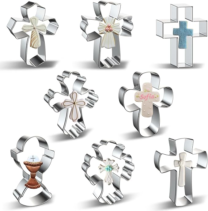 Zade Cross Cookie Cutter Food Grade Baptism Cookie Cutters Stainless Steel Fondant Biscuit Sandwich Mold for Baking Holidays Party