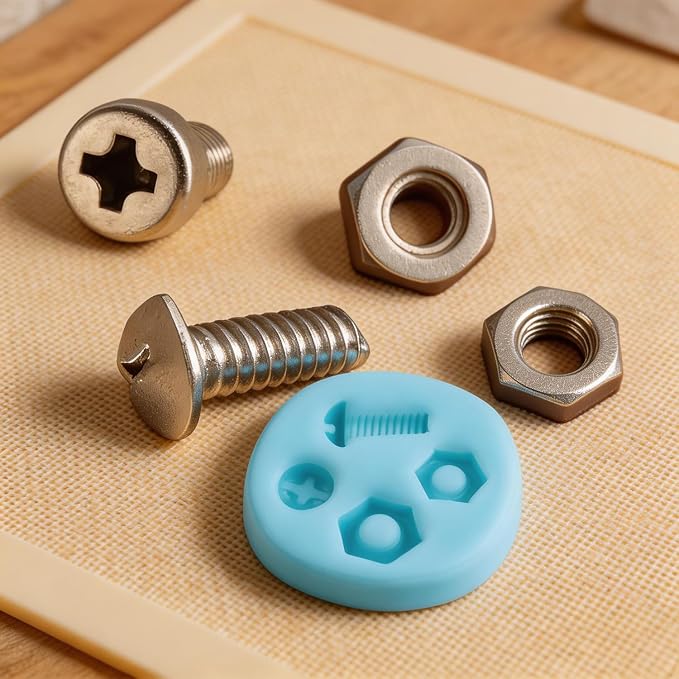 Screw Nut Silicone Molds Hand Tools Fondant Mold for Cake Decorating Cupcake Topper Chocolate Candy Gum Paste Polymer Clay