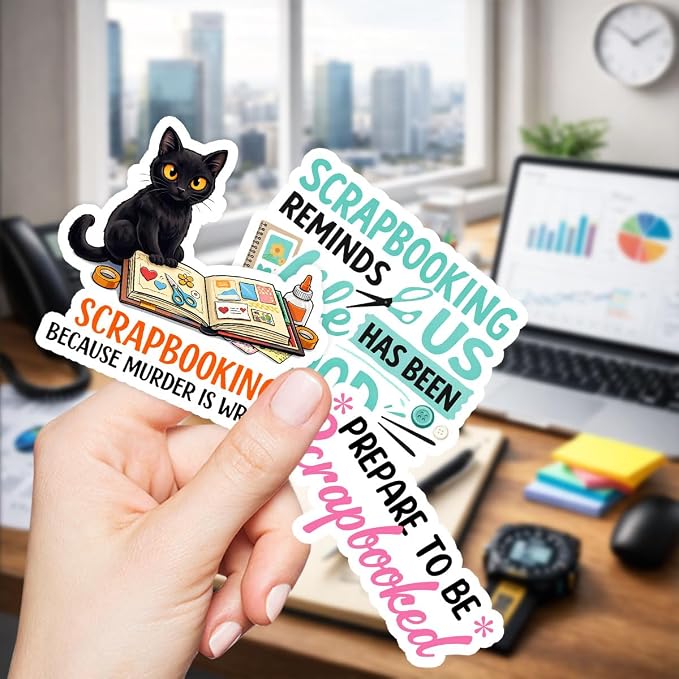 10pcs Scrapbooking Stickers Funny Craft Quotes Scrapbook Planner Designs, Gifts for Scrapbook Lovers Crafters Multiple Different Design, Waterproof UV-Resistant for Water Bottle, Laptop, Window, Car