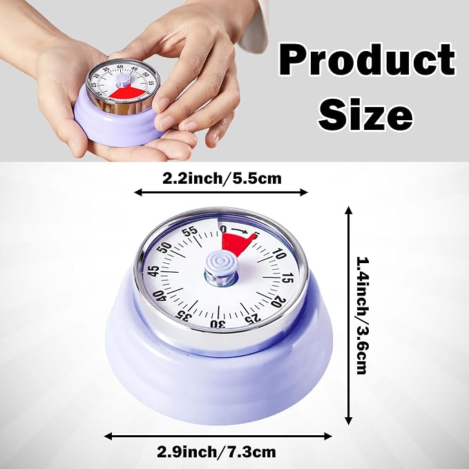60-Minute Magnetic Visual Timer, Silent Operation and No Battery Needed, Time Management Tools for Kitchen, Homeschool Desk, Office Meetings & Home Learning Timer (Purple)