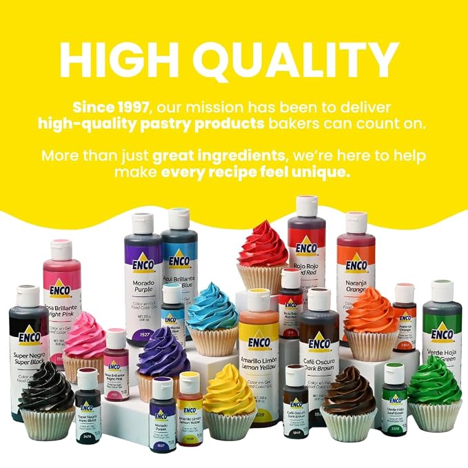 ENCO Food Coloring Gel Yellow Lime 8.8 oz (250g) Concentrated, Vegan