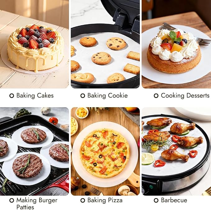 BYKITCHEN 9 Inch Parchment Paper Rounds, Set of 150, Non Stick Round Parchment Paper for Baking, Pre-cut Cake Pan Liners for Round Cake Pan, Springform Pan, Air Fryer and More