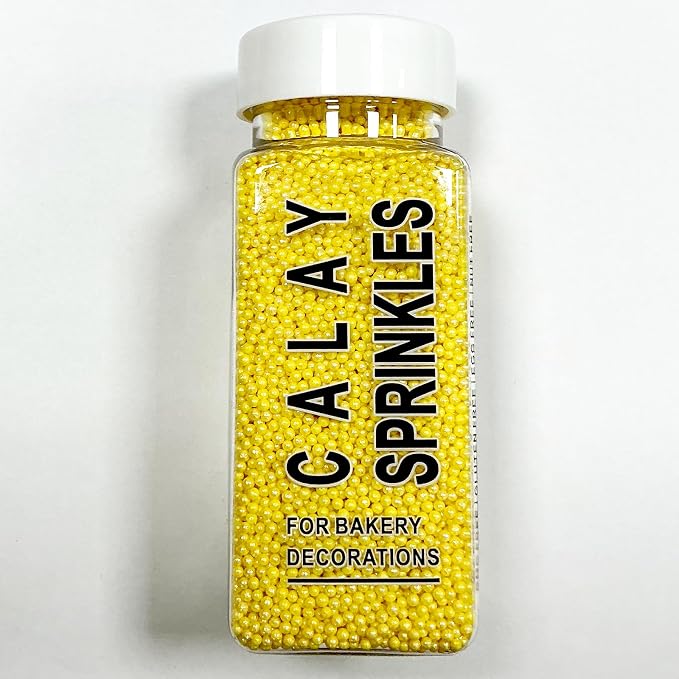 Homipooty Nonpareils Sprinkles Edible Yellow Pearl Sugar Sprinkles 110g/3.88oz 2mm Mini Yellow Pearls Baking Cakes Cupcake Topper and Cake Decorations for Valentines Day Halloween Christmas