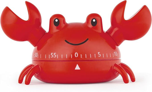 Kikkerland Crab Kitchen Timer – Wind-Up Countdown Timer for Cooking, Baking, & Home Decor