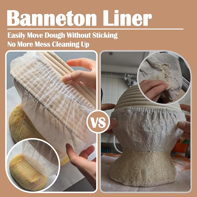 200 Pcs Banneton Liner,Banneton Bread Proofing Basket Non Woven Liners Non-Stick Dough,Bread Proofing Cover,Elastic Banneton Basket Liner for Prevents Dough from Sticking to Basket