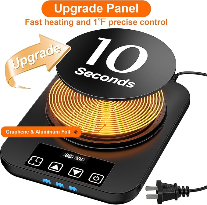 Sourdough Starter Warmer Mat - 24H Timer - Precise 1°F Thermostat Control (70-110°F) - Smart Memory Warming On/Off - Warming Heating Pad for Sour Dough Starter (Black)
