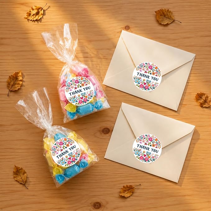 Louise Maelys 1.5Inch Thank You Stickers Roll 500Pcs Floral Pattern Labels | Waterproof Flower Thank You Stickers For Small Business, Easy Peel, Envelope , Gift Packaging, Party Favors Handmade Sellers