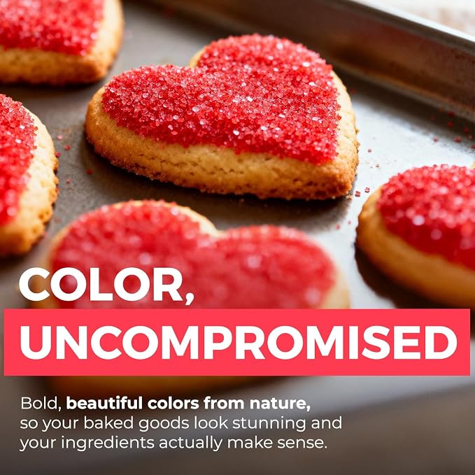 Red Sanding Sugar (3.7oz) Naturally Colored with Plants, No Artificial Dyes, Dye Free Christmas Sprinkles, Red Sugar Sprinkles, Perfect for Christmas Cookies, Non-GMO Sourced, Verified Gluten Free