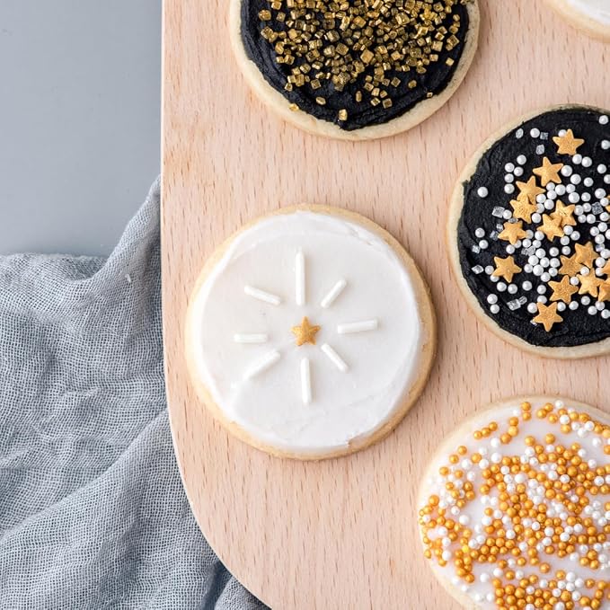 Sweets Indeed Sprinkles 6 Cell Edible Sprinkle Mix Jimmies Perfect for Cake Decorations Baking Ice Cream Cookies Cupcake Topper (Gold)