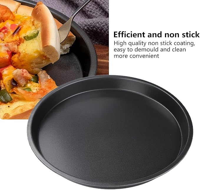 2 Pack 10 Inch Deep Dish Pizza Pan for Oven, Heavy Duty Nonstick Carbon Steel Round Baking Tray, Dishwasher Safe & Warp Resistant – for Homemade Pizza, Cookies, Pie, Cake, Roasting (10in)