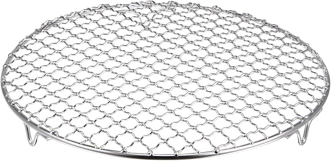 HARFINGTON Round Cooking Rack 9.7-inch 201 Stainless Steel Cross Wire Barbecue Grill Net with 20mm Legs for Cooking Baking Steaming BBQ