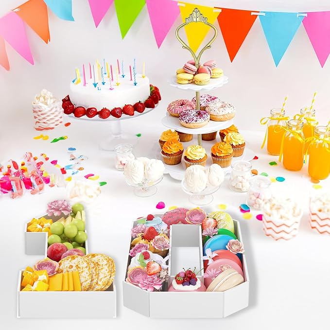 HILAVO Cardboard Number for Charcuterie, 13.7" Cardboard Number 1 Fillable Number for Food Paper Mache Number Boxes for Cupcake Sweet Candy Baby Shower Birthday Anniversary Party Decorations