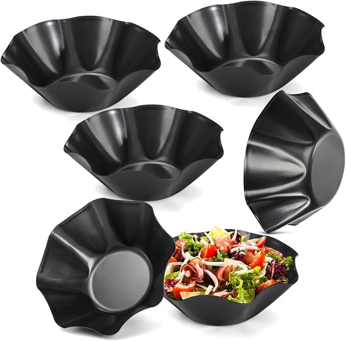 Tosnail 6 Pack Large Taco Shell Bowl, 8.5 Inch Tortilla Pan, Non-Stick Fluted Tart Mold, Salad Shell Bowl Maker for Home Baking, Salads