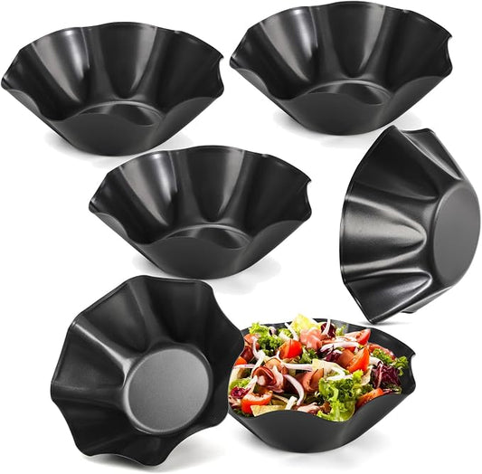 Tosnail 6 Pack Large Taco Shell Bowl, 8.5 Inch Tortilla Pan, Non-Stick Fluted Tart Mold, Salad Shell Bowl Maker for Home Baking, Salads