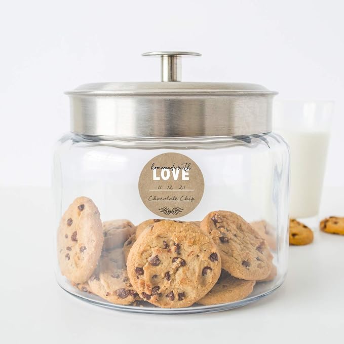 Homemade with Love Canning Stickers / 500 2" Circle Labels Printed On Sturdy Kraft Stock/Illustrated Botanical Accent