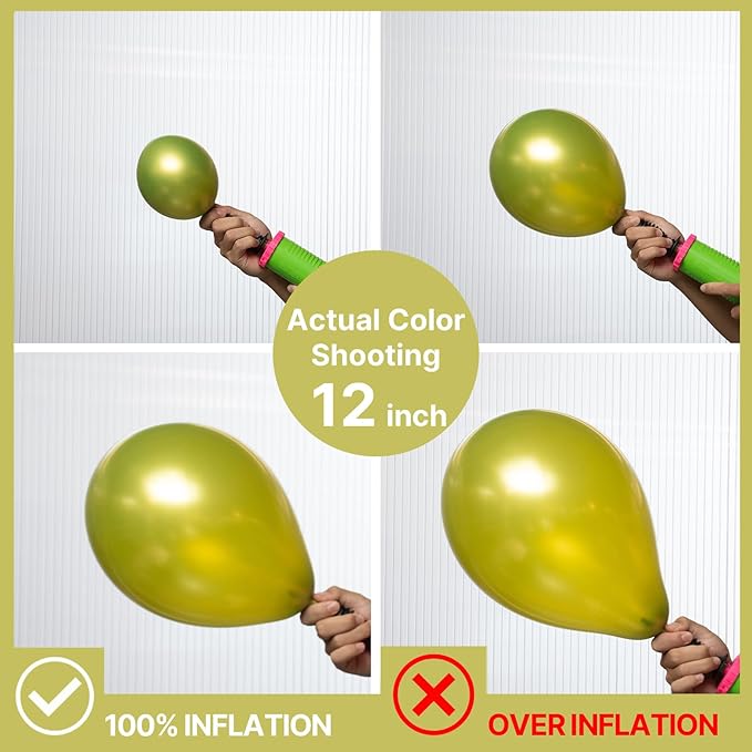 PartyWoo Metallic Lime Green Balloons 140pcs Different Sizes Pack of 18 12 10 5 Inch Metallic Light Pastel Green Balloon Arch Kit for Spring Forest Theme Birthday Tea Party Decorations Green-G109