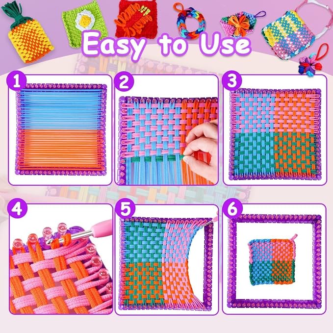 Disracker Weaving Loom Kit for Potholder Making - DIY Arts and Crafts for Kids and Adults, Includes 288 Loops & Step-by-Step Instructions, Ideal Gifts for Girls Ages 5 6 7 8-12 13