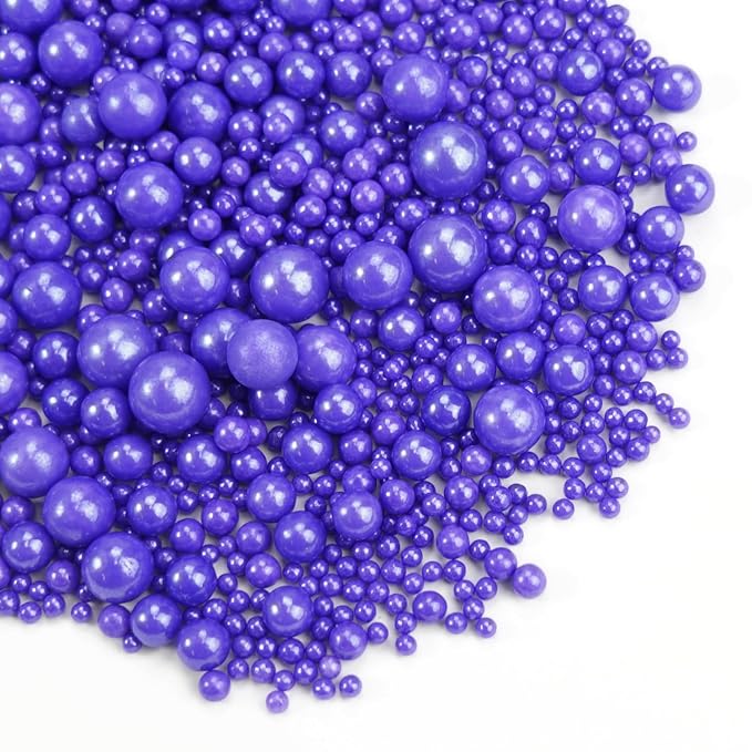 Dazzjoy Edible Pearl Purple Sugar Sprinkles, 130g/4.58oz, Purple Ball Pearls Sprinkles for Cake Decorating, Cupcake Toppers, Baking Cake Decoration, Easter Wedding Party Holiday Supplies
