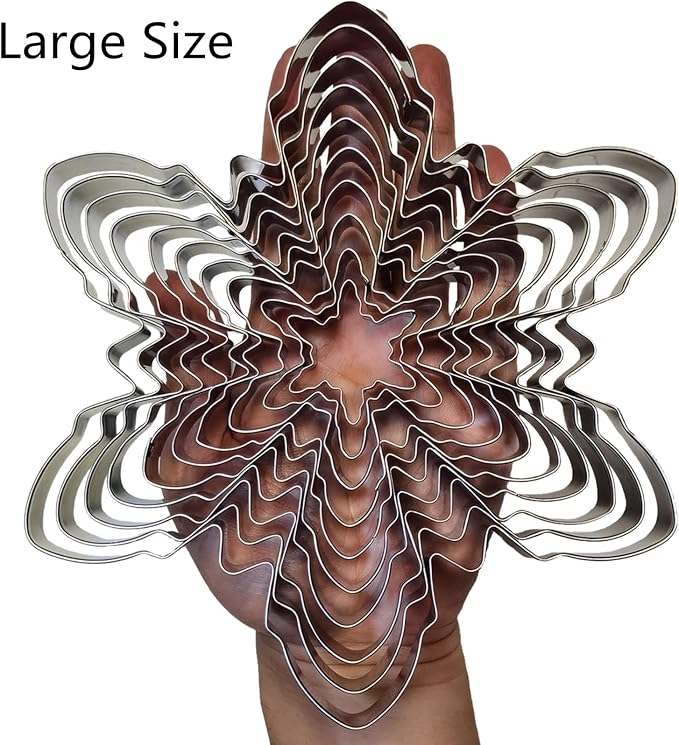 Snowflake Cookie Cutter Set of 10 pcs, Stainless Steel Snowflake Shaped Christmas Cookie Cutters Fondant Baking Molds, From Large Size/7.9 Inches to Small Size/1.6 Inches