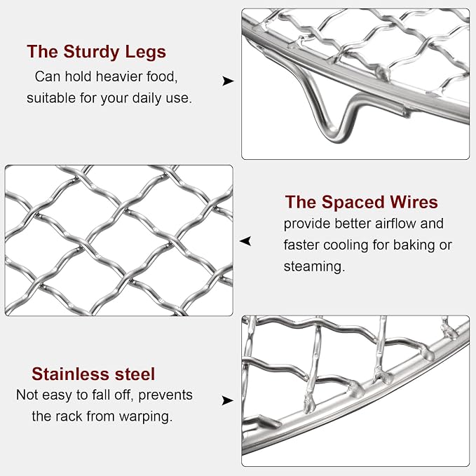 HARFINGTON Round Cooking Rack 19.7-inch Stainless Steel Cross Wire Barbecue Grill Net with 20mm Legs for Cooking Baking Steaming BBQ