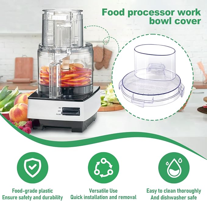DLC-10 Series Work Bowl Cover 7-Cup DLC-117BGTXT-1 Food Processor Replacement Parts for Tritan Cuisinart,This Cover Features 4 Tabs On The Bottom Rim,Will Only Work With a Tritan Workbowl