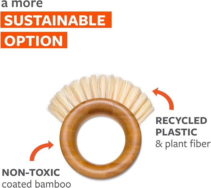 Full Circle The Ring Bamboo Produce Scrub Brush - BPA-Free Vegetable & Fruit Cleaner - Removes Dirt from Potatoes, Mushrooms & Root Vegetables