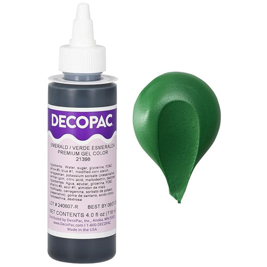 DecoPac Emerald Trend Premium Gel Color Cake Decorations Food Coloring - Gel Color - 4 Fl Oz, Emerald Green
