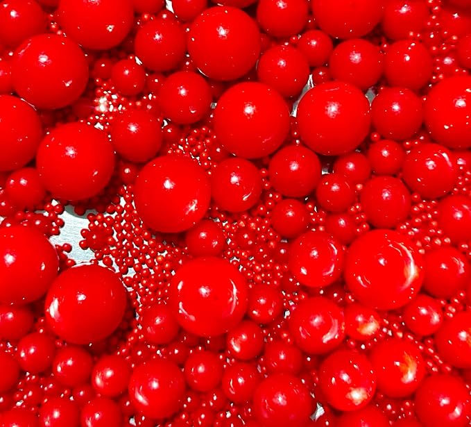 Zali Edible Pearl Sprinkles, Bright Red, 26 Colors Mixed Size | Gluten Free, Food Grade, For Cake Decorating, For Cakes, Cupcakes, Cookies, Donuts & Ice Cream, Wedding & Valentine's Day