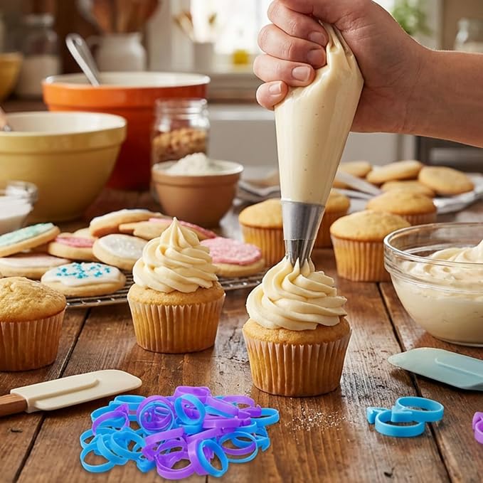 40 Pcs Pastry Bag Ties Reusable Silicone Icing Piping Bags Tie Icing Bag Ties Decoration Bags Cake and Pastry Supplies Clips for Cookies Cupcakes Baking Dessert Candy Seal