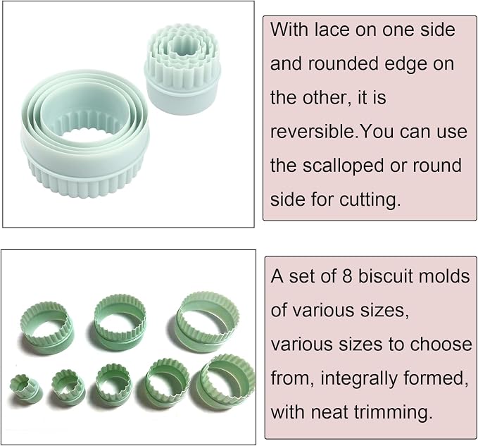 8 Pack Biscuit Cutter Set Round Cookie Cutters Cookie Dough Cutter for Baking Dough Pastry Mini Apple Pie Tea Sandwich Scone English Muffin Fondant Decoration Donuts Jam Tarts Appetizer