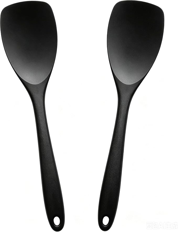 2 Pcs Silicone Spatula,Heat Resistant Rubber Spoonula, Seamless Non-Stick Flexible Scrapers for Baking Mixing Tool (BLACK)