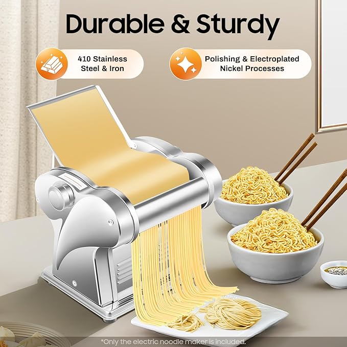 110V 135W Electric Dough Roller Sheeter Commercial Noodle Pasta Maker Machine,Stainless Steel Automatic Noodle Machine,Spaghetti Roller Pressing Machine for Commercial & Homemade Use