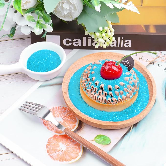 Blue Sanding Sugar Sprinkles, 6.35oz/180g Edible Sparkling Sugar Crystals, Decorating Sugar Sprinkles for Baking Cakes Cupcakes Cookies Ice Cream