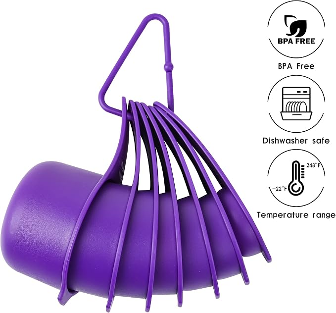 Purple Measuring Cups and Spoons Set 15, Plastic Mesuring Cups and Spoons, 7 Plastic Measuring Cups and 7 Measuring Spoons with leveler, Cute Measure Cups for Baking & Kitchen