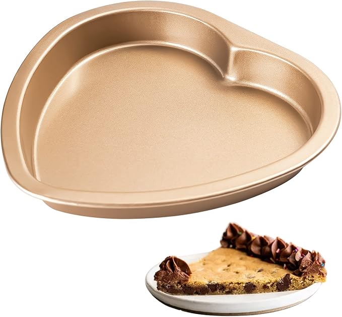 Yomvzake Heart Shaped Cake Pan, 8 Inch Heart Shollow Baking Sheet Cake Tray for Valentine's Day Cake Cookie Baking
