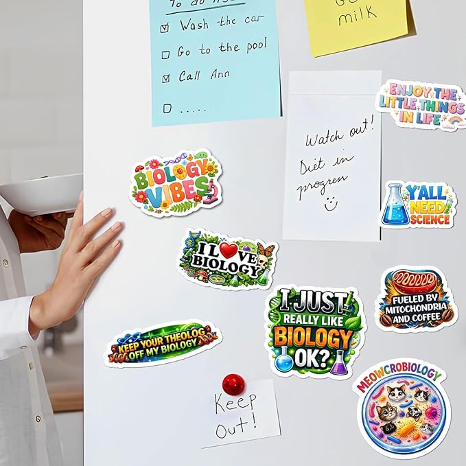 10pcs Biology Sticker Sheet, Educational Vinyl Decals for Biology Students, Teachers, and Nature Lovers, Waterproof, UV-Resistant, for Laptop, Water Bottle, Journal, Notebook, Phone Case, Folder
