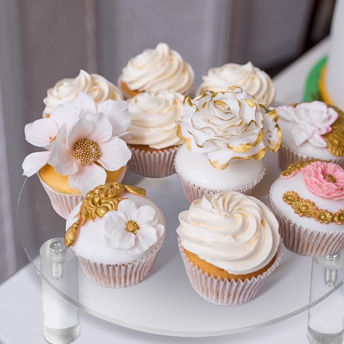 Lineshading 3 Pcs Round Acrylic Display Riser Clear Round Stands Clear Pedestal Riser Board for Cake Plant Dessert Jewelry Collectible Cupcake Figure Wedding Birthday Party Decor(5'', 6'', 8'')