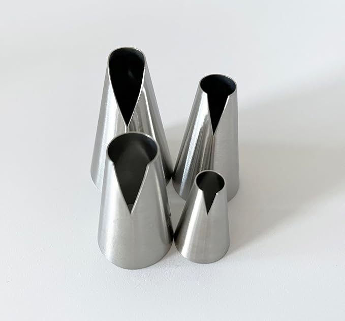 4 Pieces Russian Piping Tips Set, Stainless Steel Icing Tips, V-shaped Wave Cake Decorating Nozzles Icing Tips for Pastry Cupcakes Cakes Cookies Decorating, Baking Icing Tools