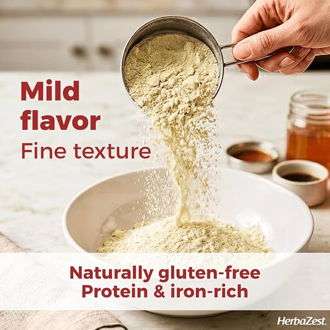 HerbaZest Organic Quinoa Flour – 1 lb (16 oz) – Complete Protein & Fiber – Mild Flavor Wheat Flour Alternative – USDA Certified, Vegan, Non-GMO & Naturally Gluten-Free – Ideal for Baking, Pancakes, Crackers & More
