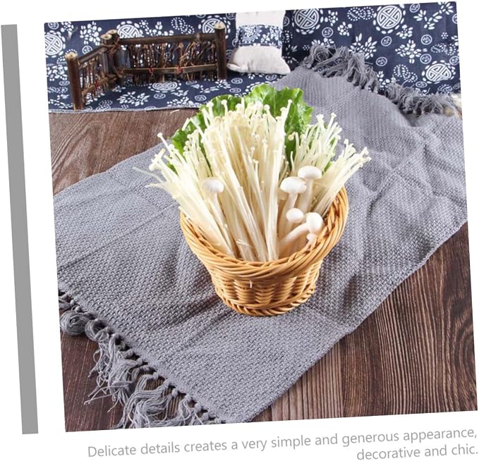 Milisten Handwoven Rattan Vegetable Basket Multi-function Kitchen Storage Basket with Lid Fruit and Bread Holder for Home Dining and Food Serving